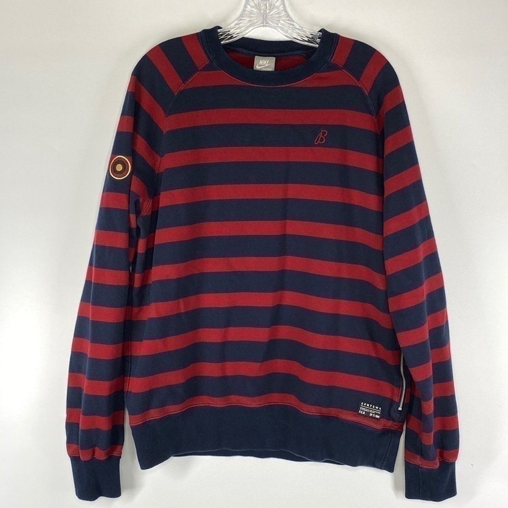 Vintage Nike Striped Sweatshirt Navy & Red Size Large Y2K